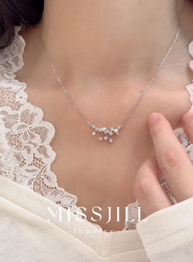 MISSJILL 繁星散落 设计精致甜美气质通体S925纯银珍珠项链锁骨链