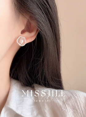 MISSJILL 白海浪花｜小众简约气质简约通体S925纯银珍珠耳钉项链