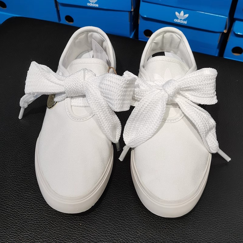 Adidas阿迪达斯三叶草女鞋蝴蝶结帆布轻便休闲运动鞋 FV0740 0741-图1