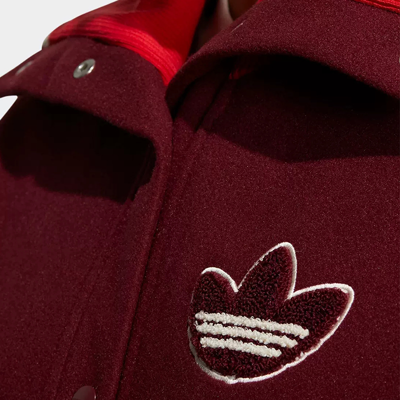 Adidas阿迪达斯三叶草女子正品棒球服外套新年红翻领夹克衫HY4185