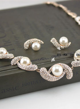 新娘晚宴会风礼服婚纱珍珠项链