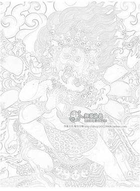 普巴金刚唐卡画稿DIY手绘