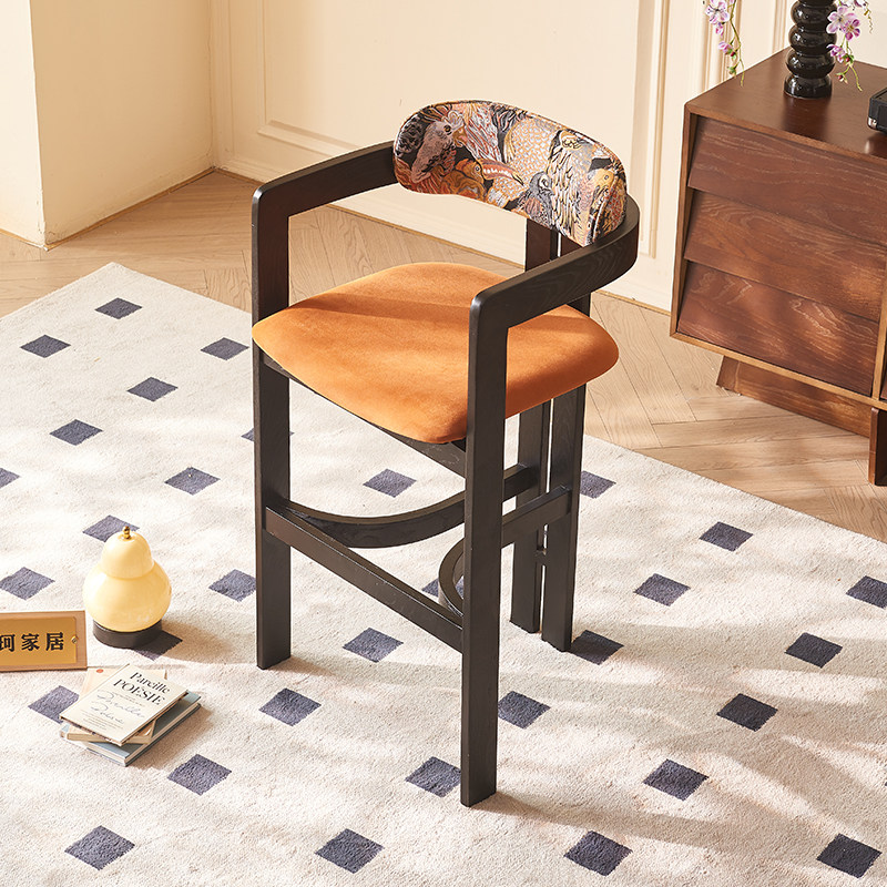 白蜡木法式复古吧台椅椅子 全实木吧台凳靠背椅子 酒吧餐厅高脚椅,淘宝优惠券,粉丝福利购,淘宝优惠卷