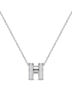 跨境抖音同款爆款白贝字母H项链女小众冷淡风高级感气质锁骨链