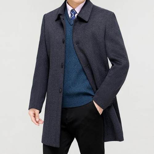 装新大款8023-1-O士中长男款羊绒衣爸爸装保冬暖羽绒中老年羊毛呢 - 图2