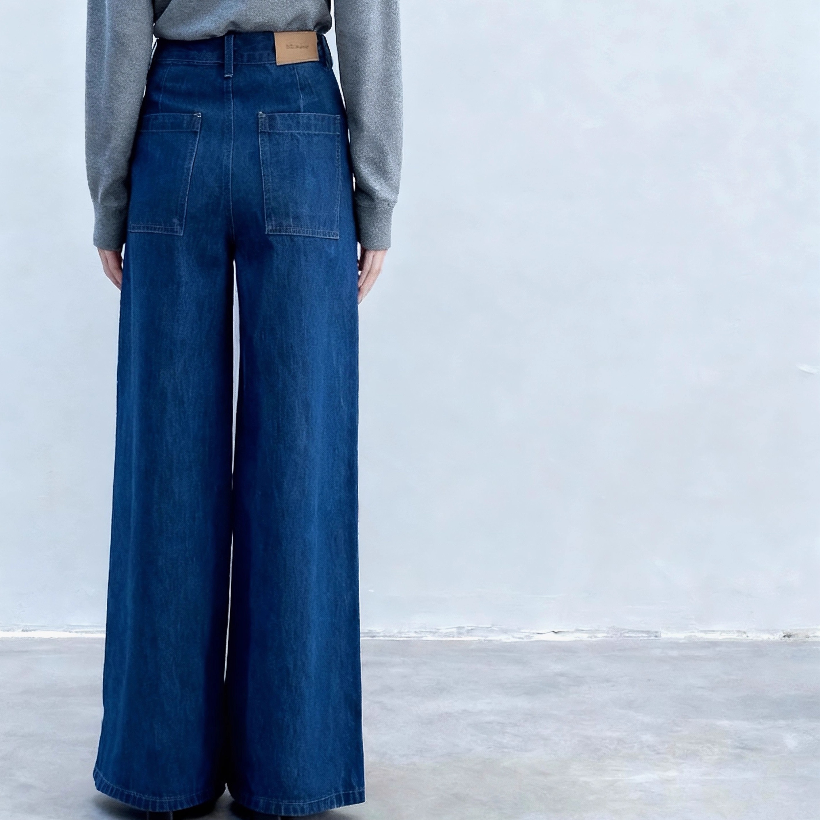 2025新款复古高腰韩国蓝色阔腿牛仔裤女显瘦百搭直筒长裤 - 图3