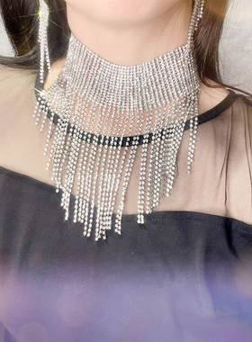 水钻满钻流苏项链女女长款项圈