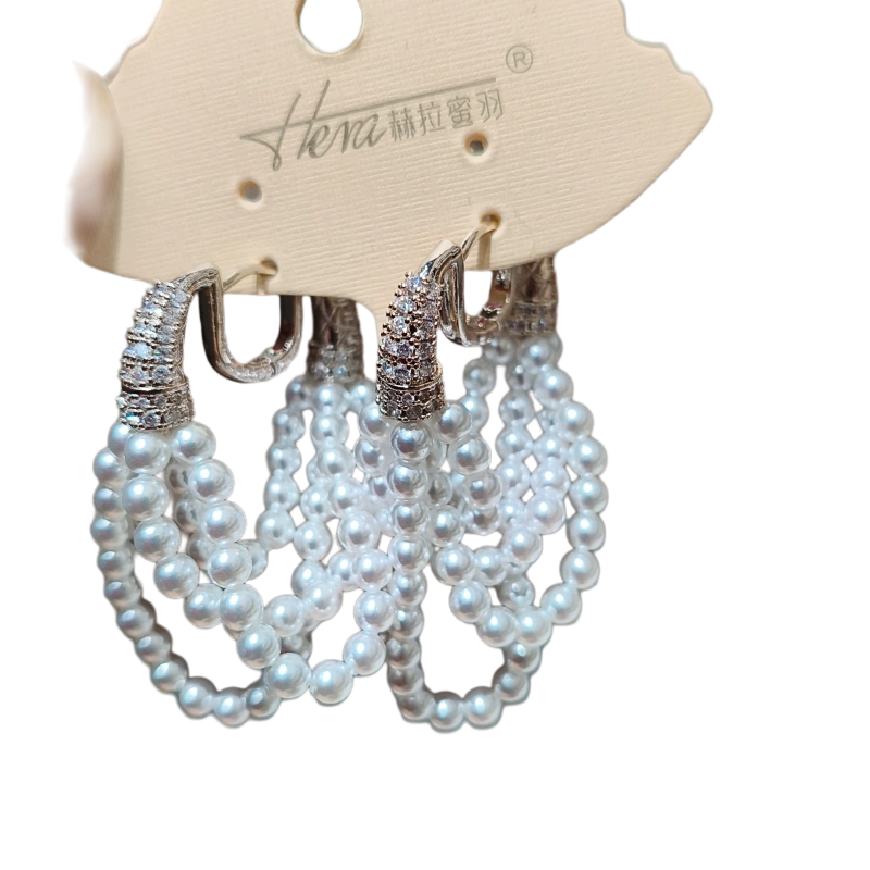 法式多层交叠珍珠流苏耳环女纯银925银针耳钉气质长耳坠轻奢耳饰,淘宝优惠券,粉丝福利购,淘宝优惠卷