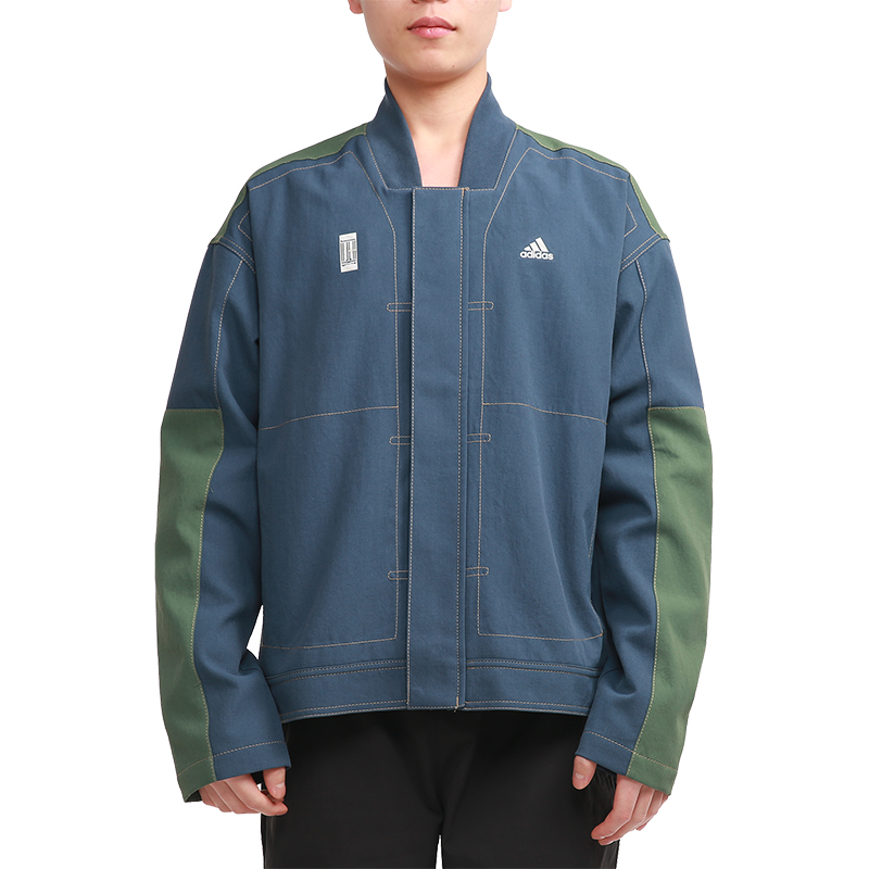 Adidas/阿迪达斯正品男子武极运动服蓝绿拼接夹克 GP0905 - 图3