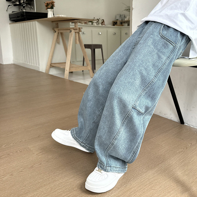 海妈家春秋男童洋气阔腿裤韩版童装裤子秋装牛仔裤中大童宝宝