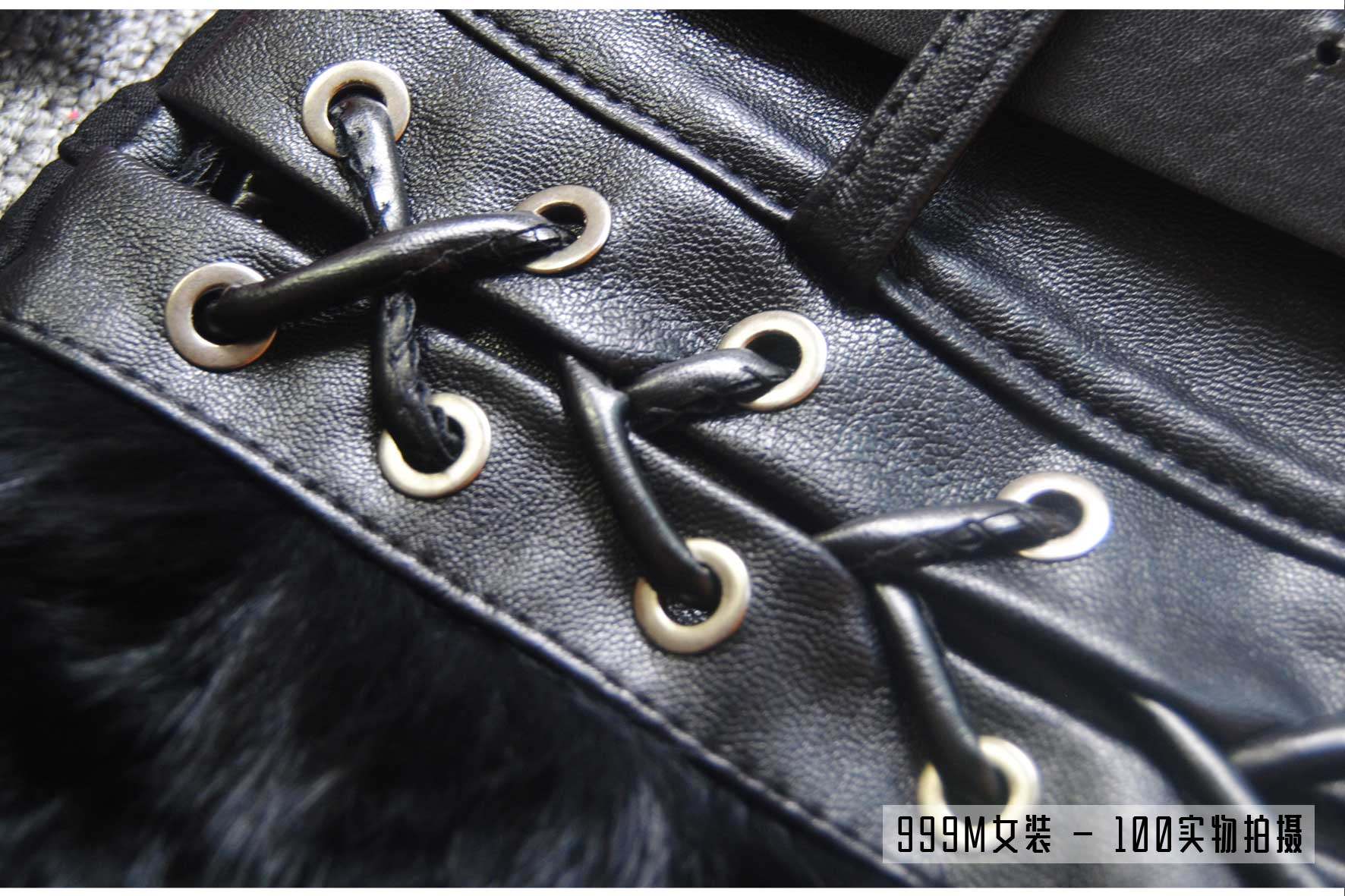 秋冬新款女装修身显瘦皮草仿兔毛拼接PU皮短裤女皮裤 百搭靴裤潮,淘宝优惠券,粉丝福利购,淘宝优惠卷