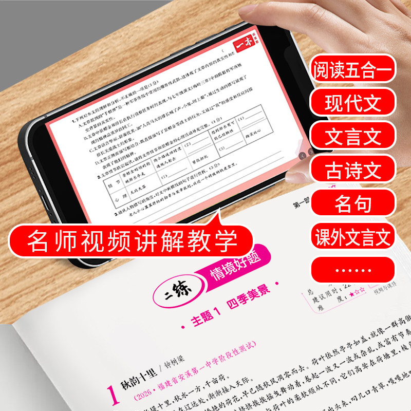 2027新版一本初中语文阅读训练五合一七八九年级中考现代文阅读文言文阅读理解专项训练习册 初一二789年级课外文言文古诗名句阅读
