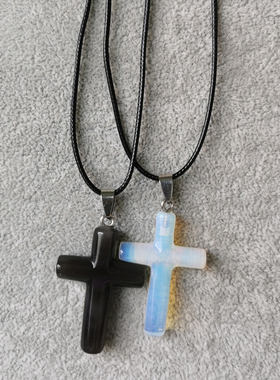 十字架项链男女通用现货天然石头情侣吊坠时尚百搭ins风简约礼品