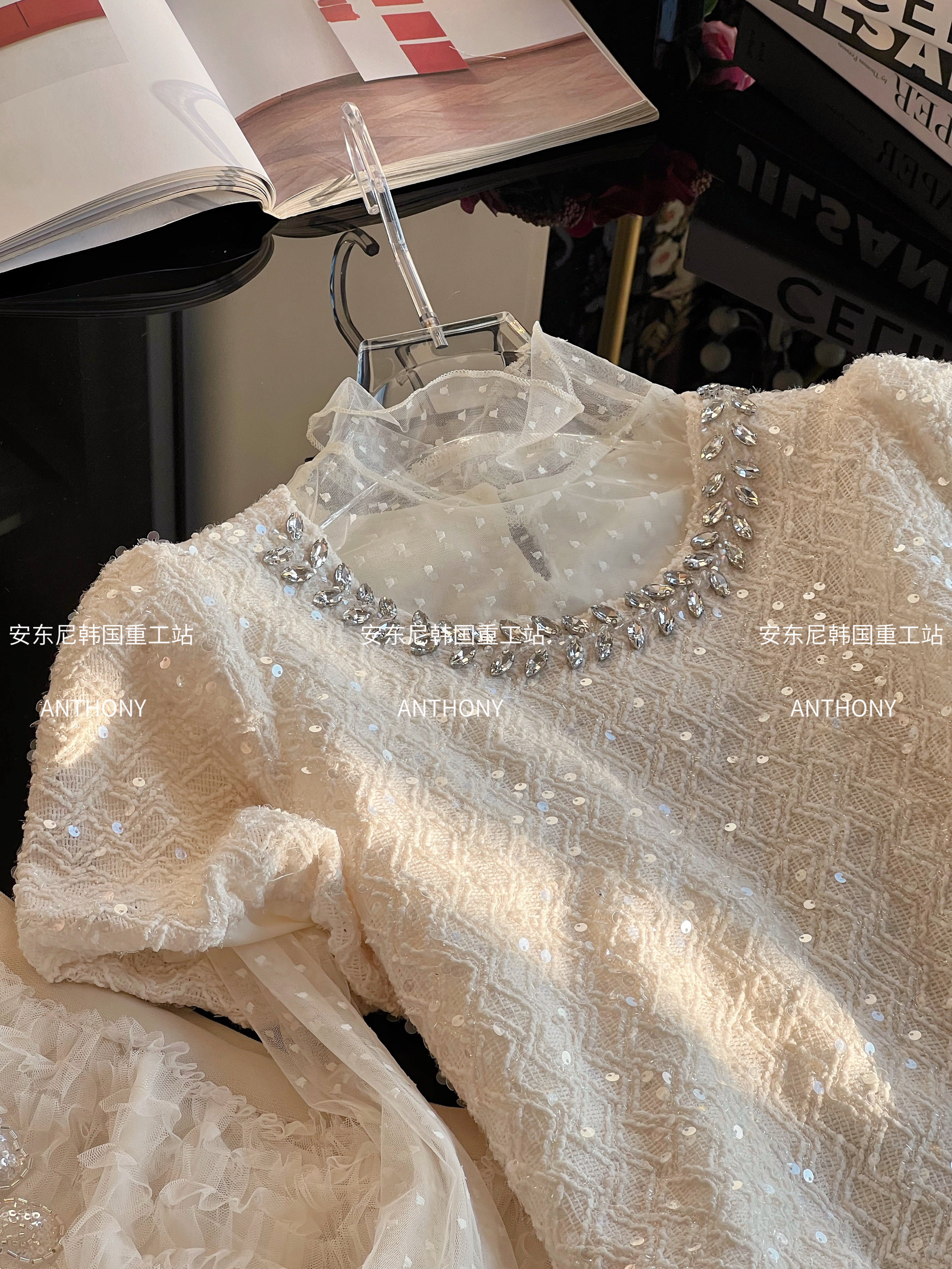 2026年春季法式小众泡泡袖甜美亮片宽松雪纺衫波点打底衫套装女装,淘宝优惠券,粉丝福利购,淘宝优惠卷