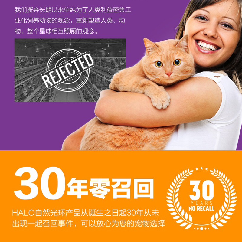 现货秒发HALO自然光环猫粮无谷成猫幼猫健美体态软便克星10磅优惠券