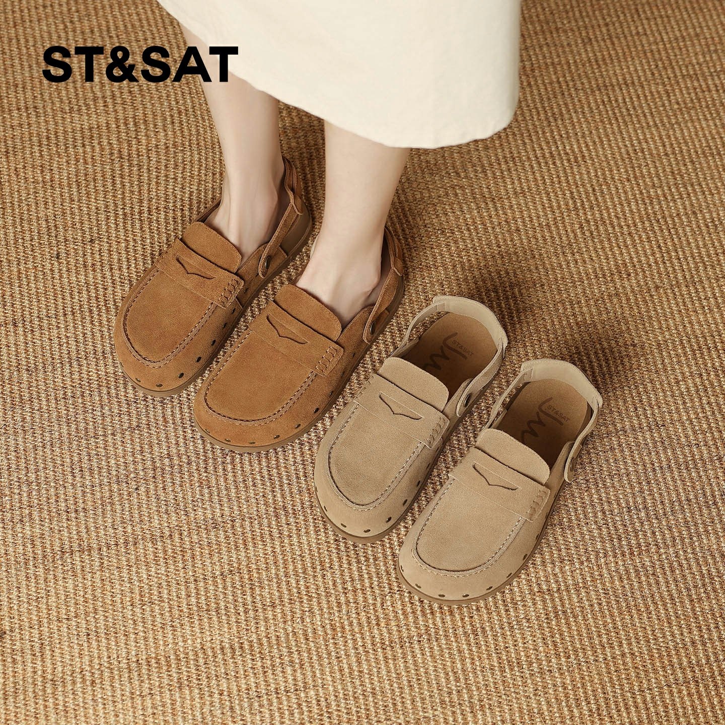 星期六复古勃肯鞋女2026春季新款松弛感包头铆钉内增高休闲懒人鞋,淘宝优惠券,粉丝福利购,淘宝优惠卷