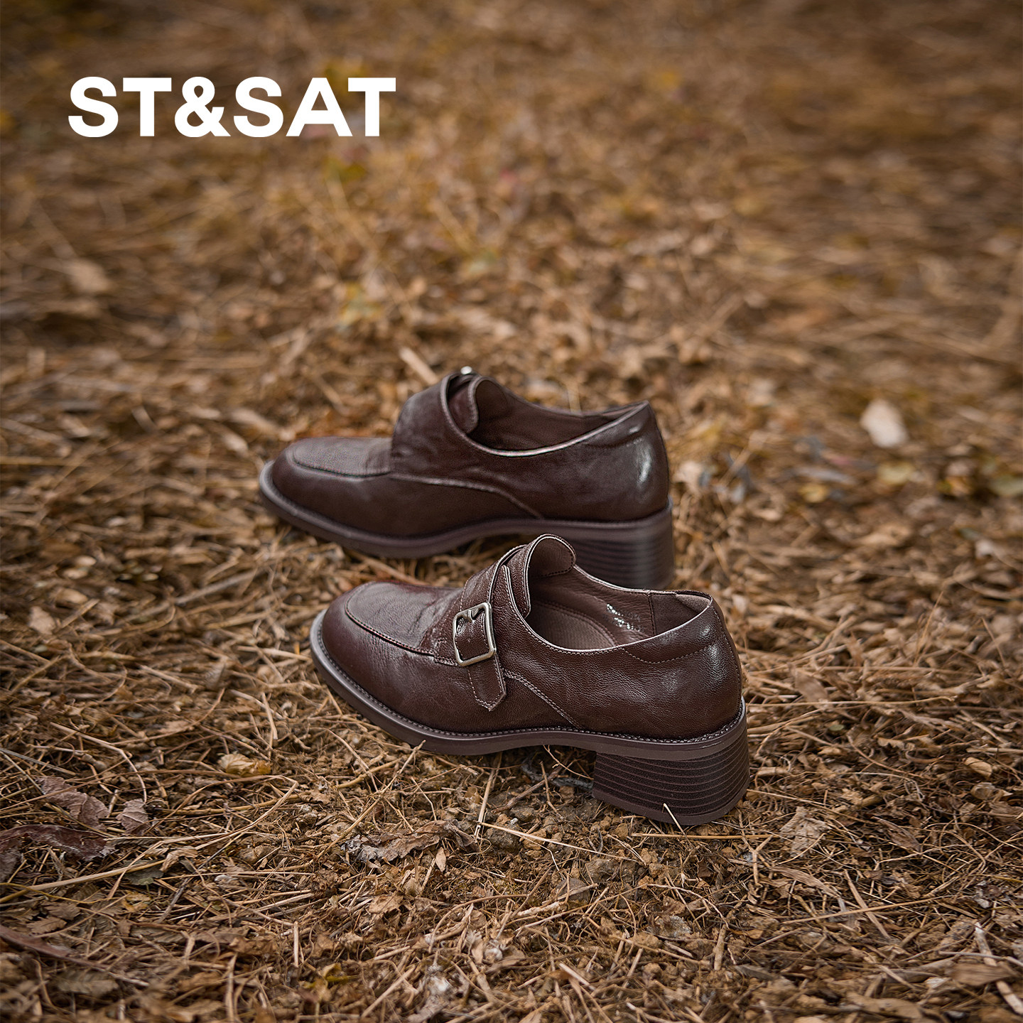 星期六粗跟乐福鞋女2026春夏季新款深口单鞋羊皮魔术贴软底中跟鞋,淘宝优惠券,粉丝福利购,淘宝优惠卷