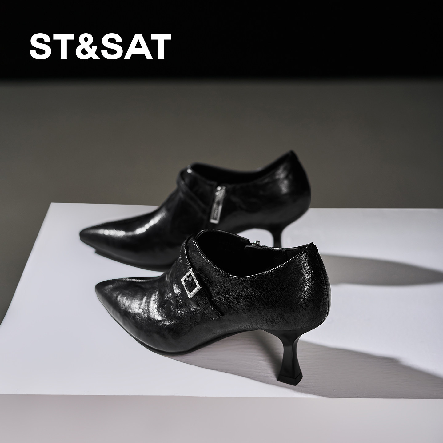 星期六7CM高跟鞋复古风尖头细跟深口单鞋女春季V口气质通勤小皮鞋,淘宝优惠券,粉丝福利购,淘宝优惠卷