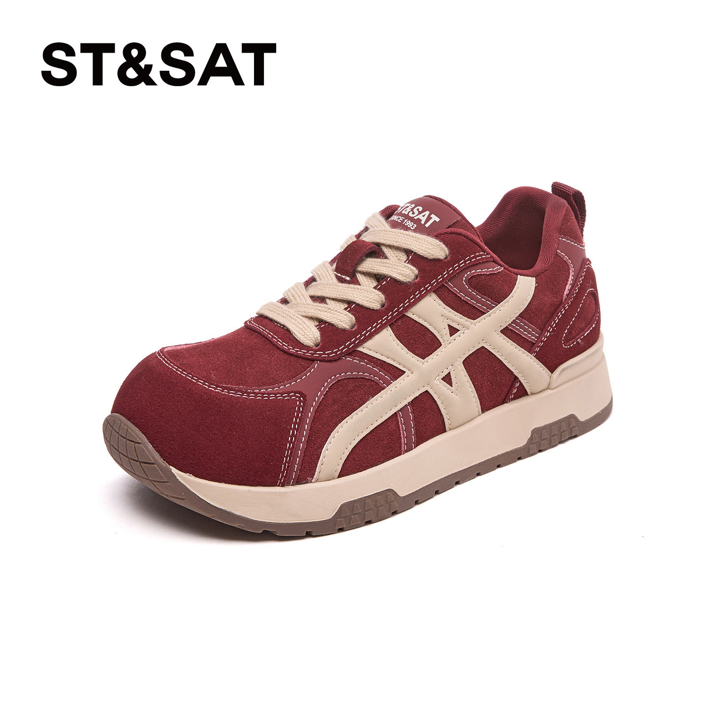 星期六红色德训鞋子女2025新款爆款秋冬季超火阿甘鞋运动厚底板鞋,淘宝优惠券,粉丝福利购,淘宝优惠卷