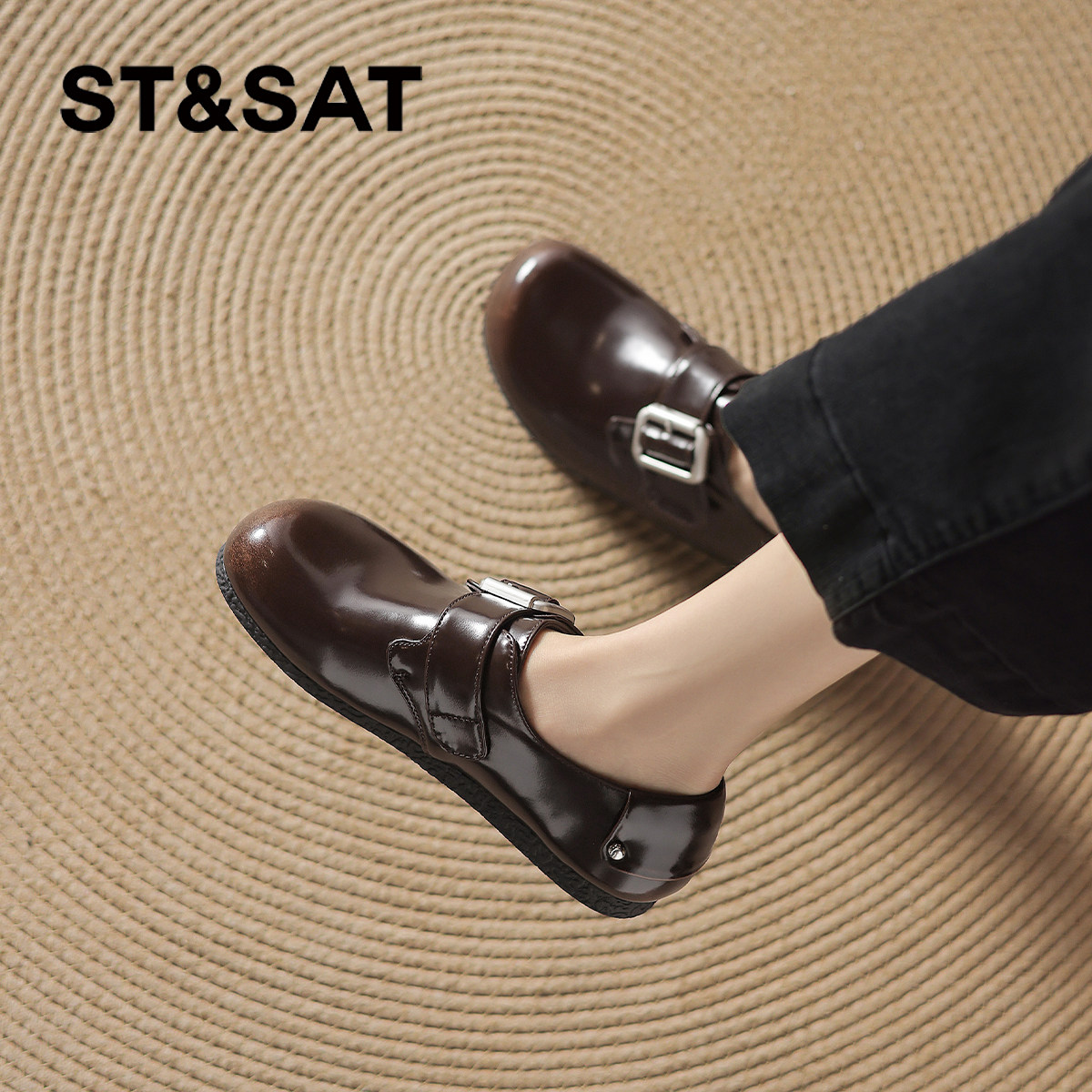 星期六棕色平底全包勃肯鞋子2025新款春一脚蹬懒人皮鞋女鞋子女款,淘宝优惠券,粉丝福利购,淘宝优惠卷