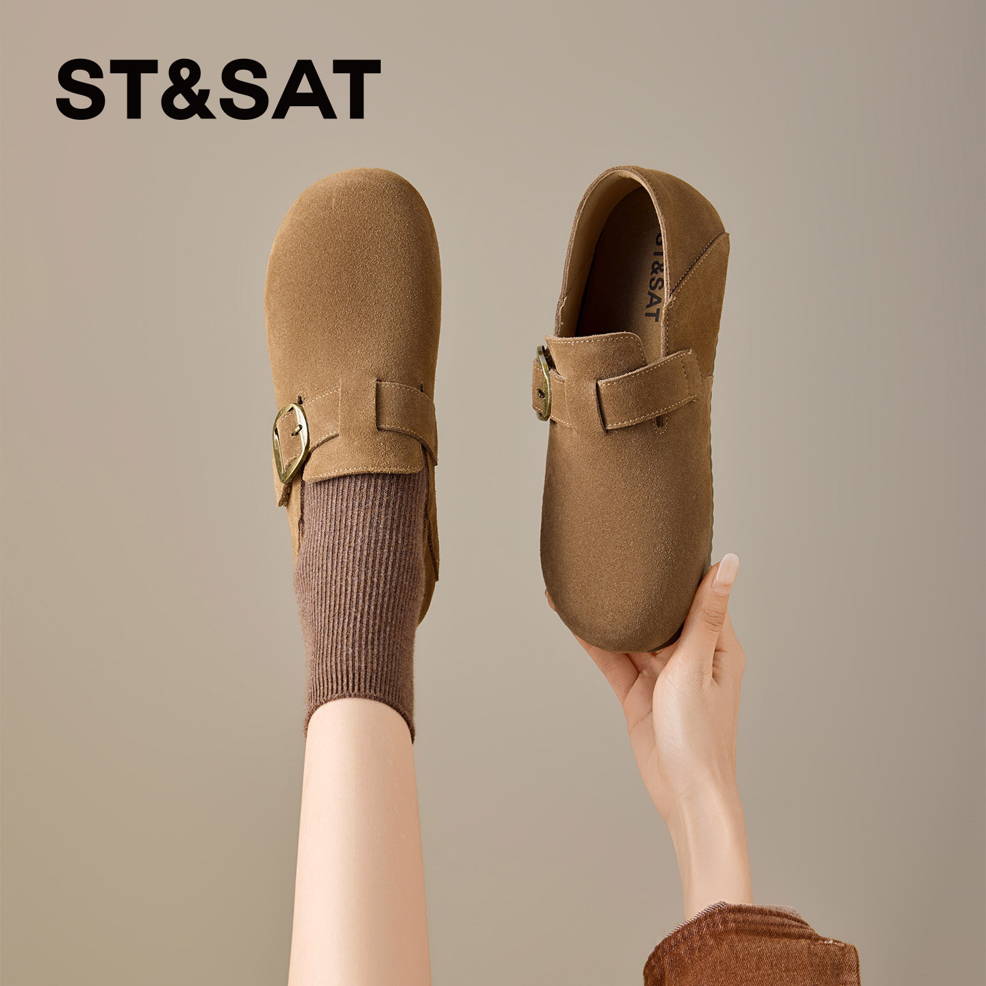 星期六平底勃肯鞋女2026春季新款舒适百搭休闲阿甘鞋一脚蹬女单鞋,淘宝优惠券,粉丝福利购,淘宝优惠卷