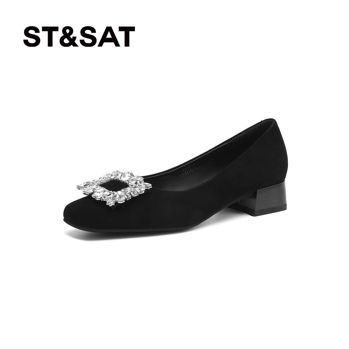 星期六气质方头低跟一脚蹬乐福鞋女2025春方形饰扣软底浅口单鞋舒,淘宝优惠券,粉丝福利购,淘宝优惠卷