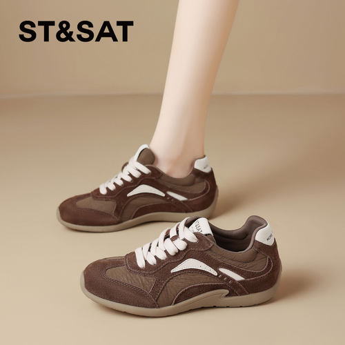 星期六红色德训鞋女鞋子经典运动鞋阿甘鞋内增高休闲鞋女款美拉德 - 图1