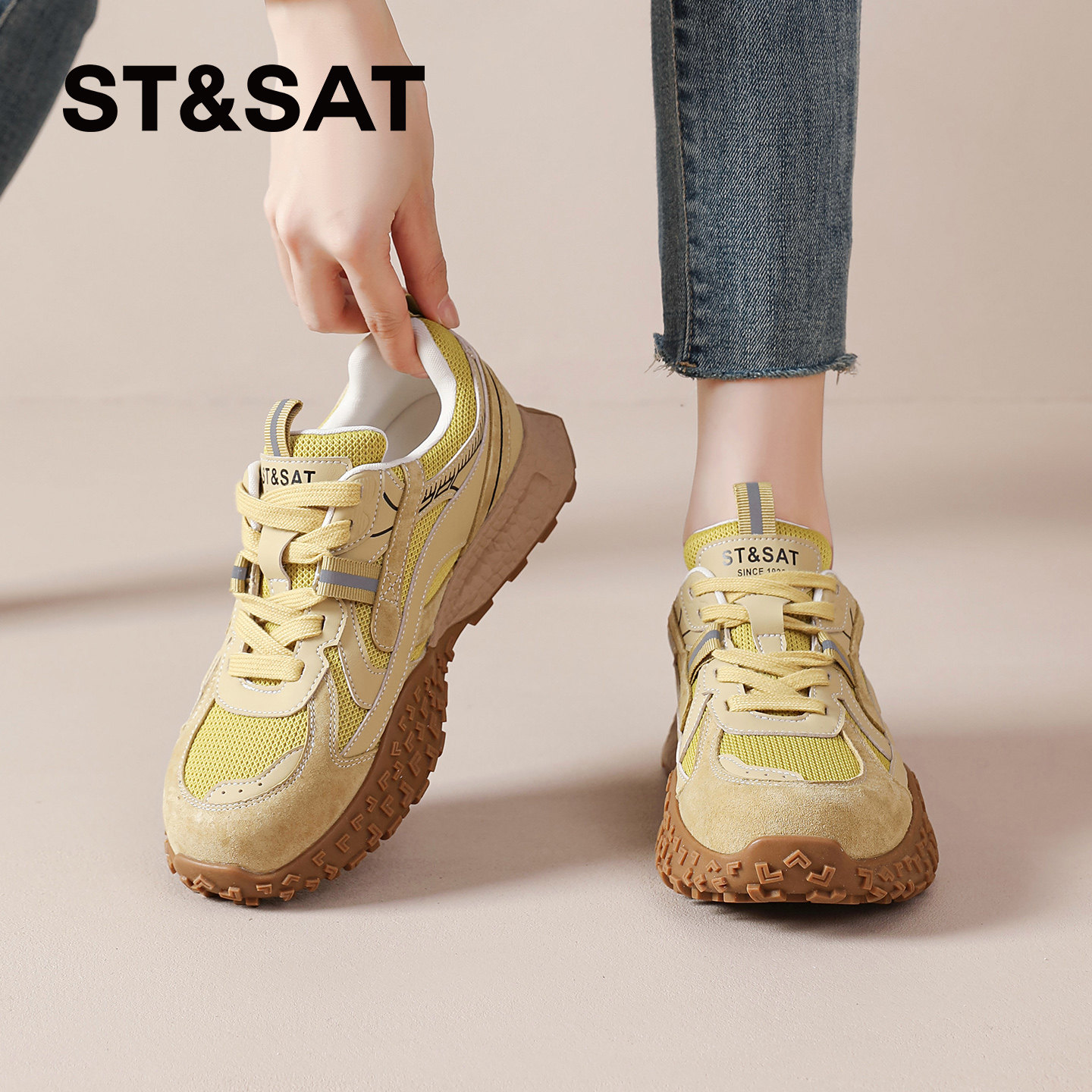 星期六加绒德训鞋女2025新款秋冬女鞋爆款登山阿甘鞋子厚底老爹鞋