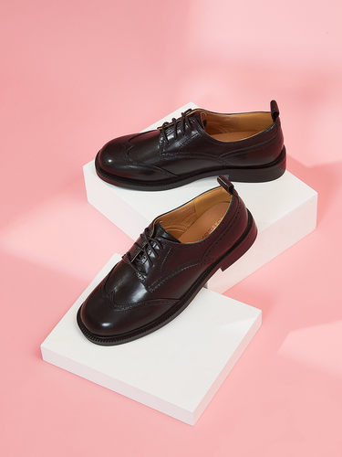 星期六时尚英伦风小皮鞋秋季新款系带圆头低跟女鞋SS33112054 - 图2