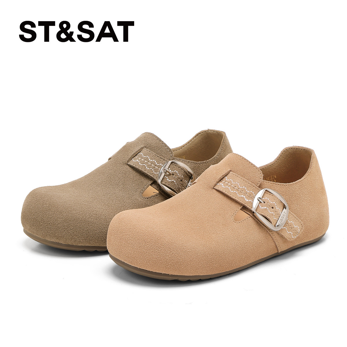 星期六平底勃肯鞋女2026年春季新款复古舒适软木鞋一脚蹬深口单鞋,淘宝优惠券,粉丝福利购,淘宝优惠卷