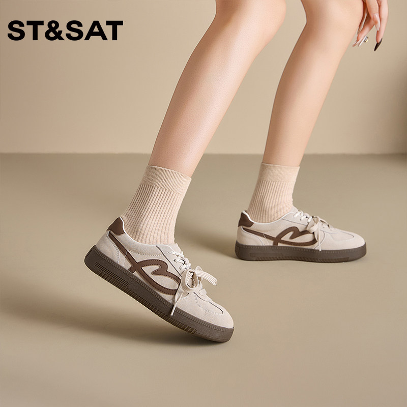 星期六平底时尚简约舒适德训鞋2025年冬季新款轻便百搭休闲鞋女鞋 - 图3