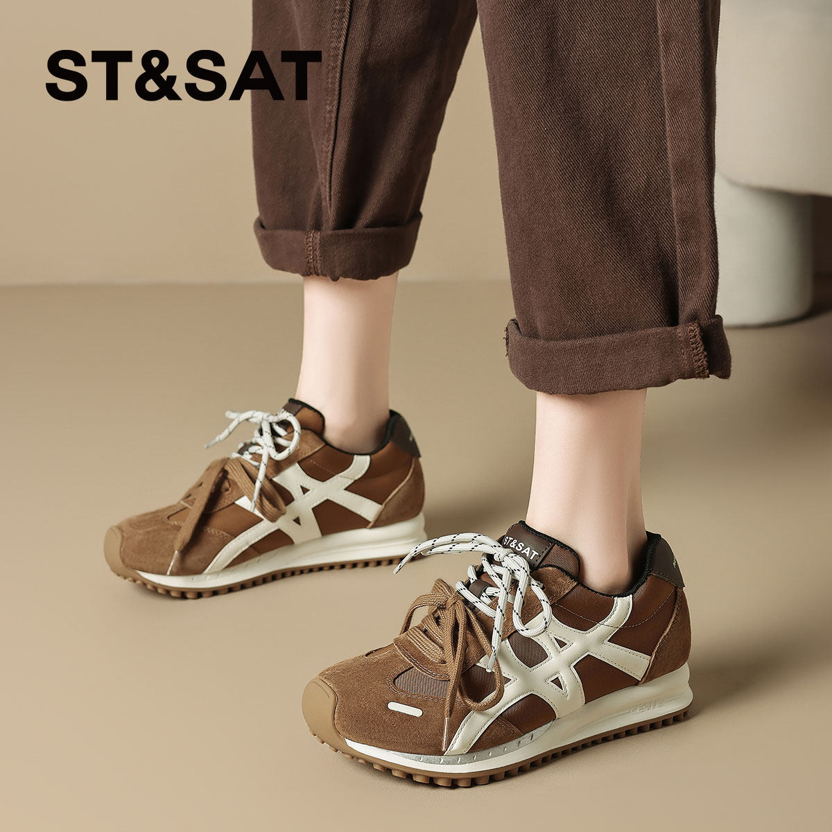 星期六棕色德训鞋女款新款复古阿甘鞋女鞋子美拉德好看休闲运动鞋