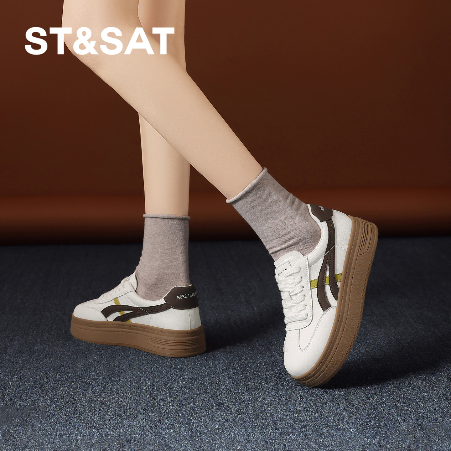 星期六厚底休闲鞋2026年女款春季英伦风通勤日常拼色休闲百搭单鞋,淘宝优惠券,粉丝福利购,淘宝优惠卷