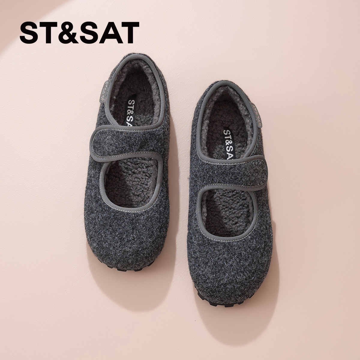 星期六女鞋加绒勃肯鞋女2025新款秋冬一脚蹬豆豆鞋灰色外穿毛毛鞋,淘宝优惠券,粉丝福利购,淘宝优惠卷