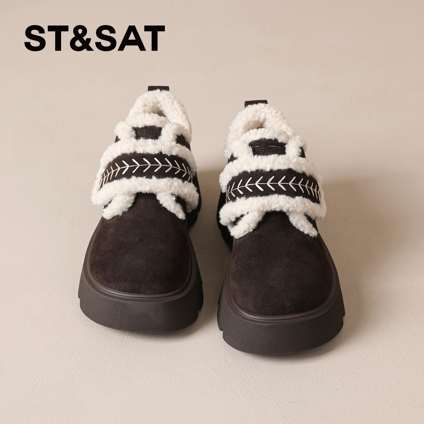 星期六毛绒勃肯鞋女2025新款冬季加绒魔术贴乐福鞋厚底保暖棉鞋,淘宝优惠券,粉丝福利购,淘宝优惠卷