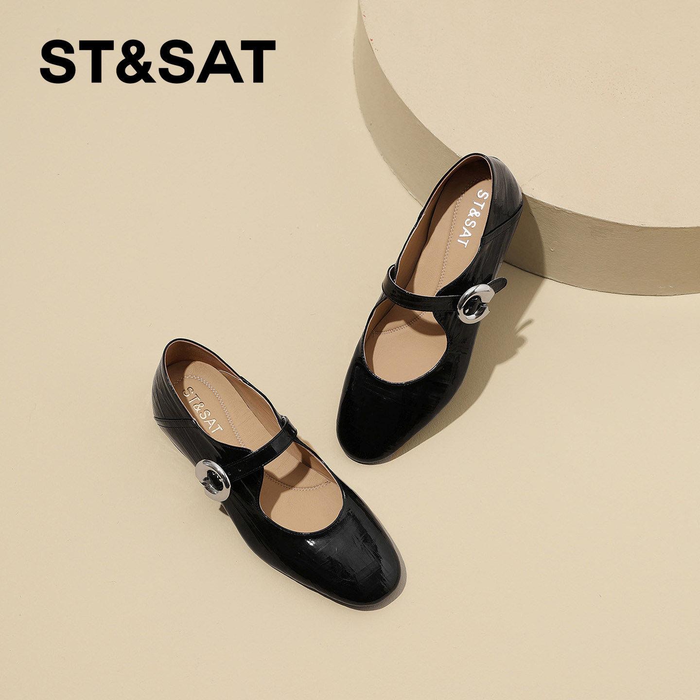 星期六法式复古银色单鞋女2026年春季新款平底软底一字带玛丽珍鞋,淘宝优惠券,粉丝福利购,淘宝优惠卷