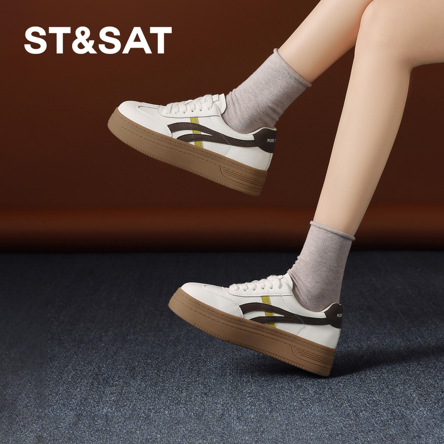 星期六厚底休闲鞋2026年女款春季英伦风通勤日常拼色休闲百搭单鞋,淘宝优惠券,粉丝福利购,淘宝优惠卷