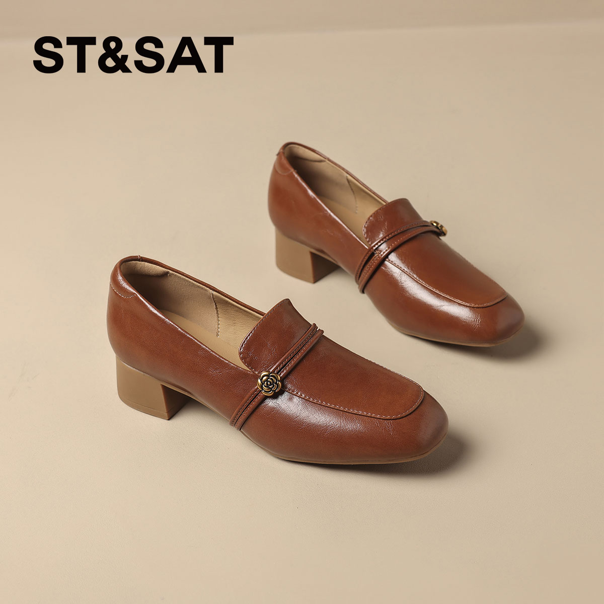 星期六英伦风粗跟乐福鞋女2025秋季新款复古软底小皮鞋子通勤