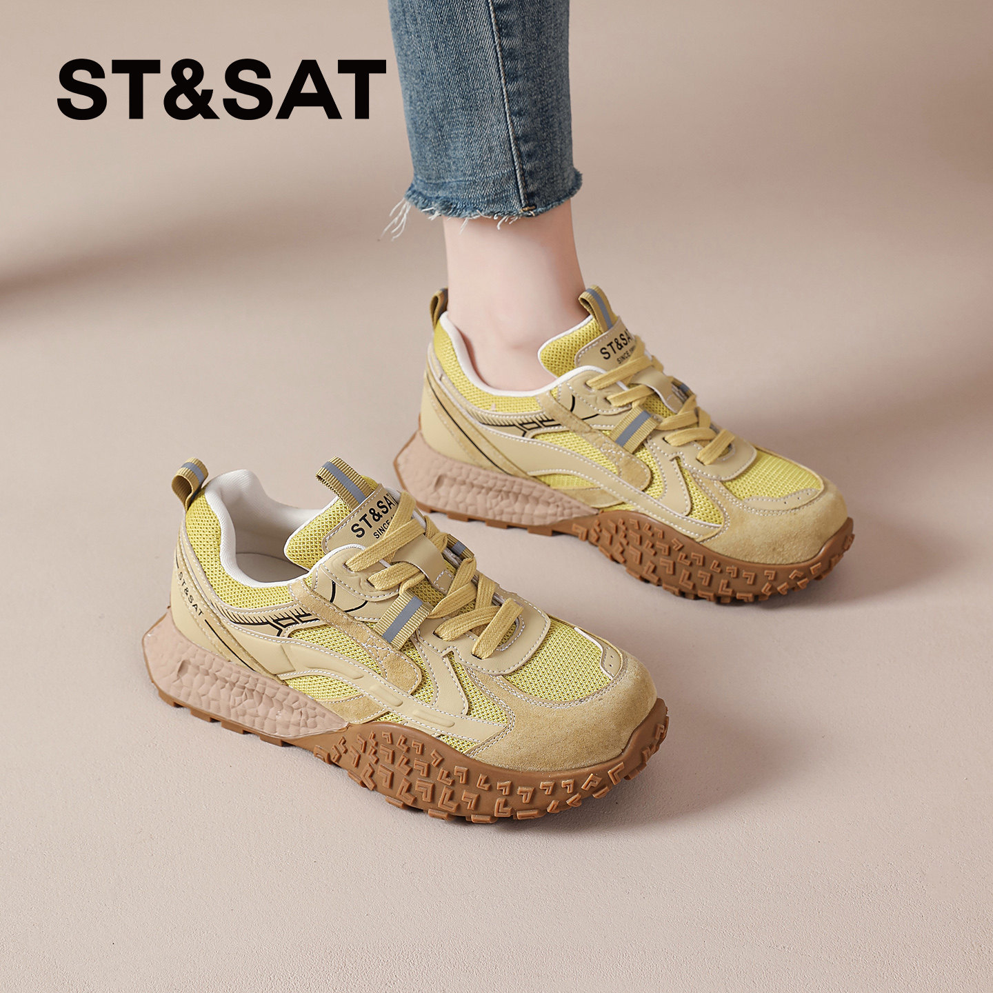 星期六加绒德训鞋女2025新款秋冬女鞋爆款登山阿甘鞋子厚底老爹鞋