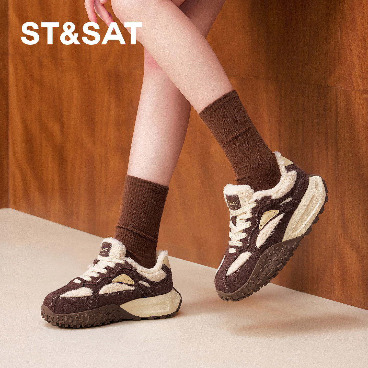 星期六女鞋冬季加绒运动鞋2025新款厚底德训老爹鞋子复古休闲棉鞋,淘宝优惠券,粉丝福利购,淘宝优惠卷