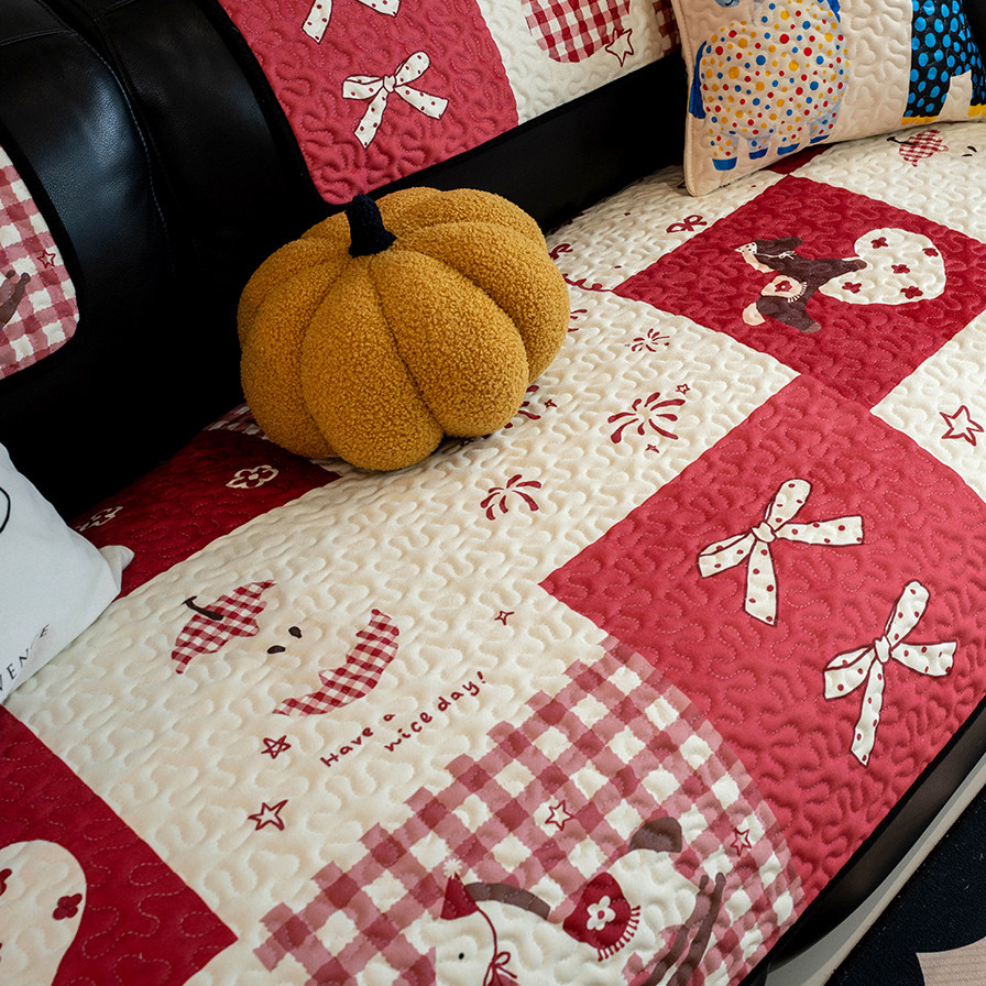 美式乡村田园格子沙发垫加厚保暖绗缝秋冬坐垫客厅防滑沙发巾套罩,淘宝优惠券,粉丝福利购,淘宝优惠卷