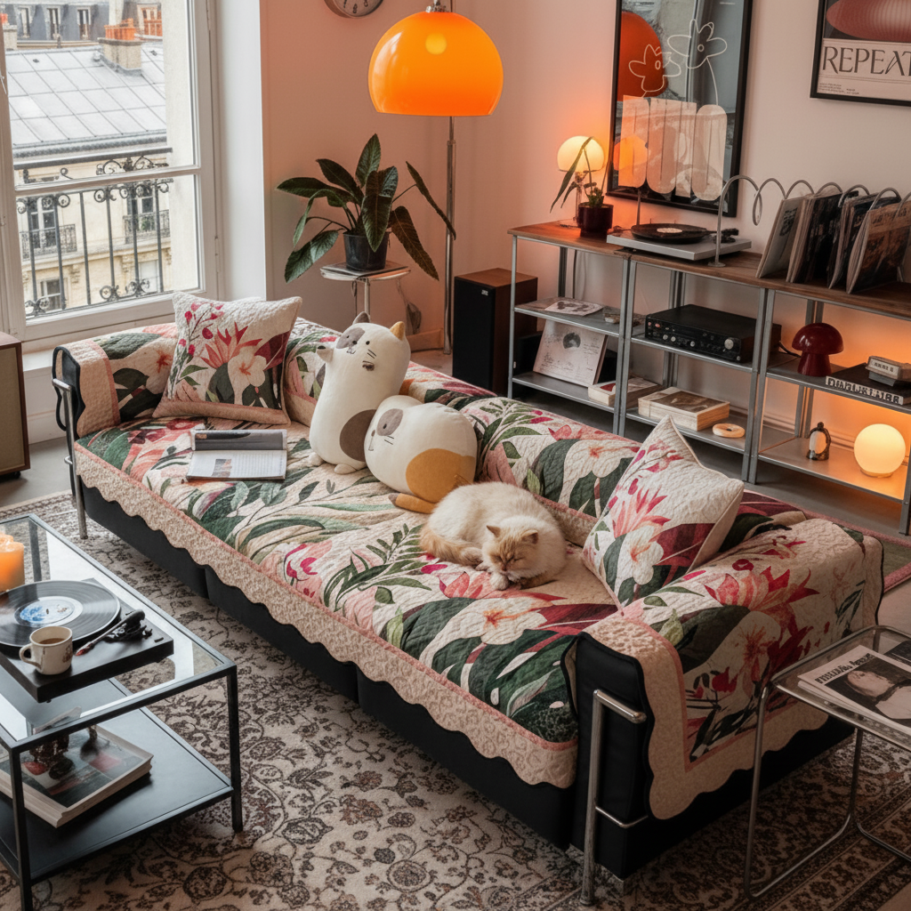 粉色治愈系田园花卉沙发坐垫冬天冬季款毛绒沙发垫罩盖巾加厚防滑,淘宝优惠券,粉丝福利购,淘宝优惠卷