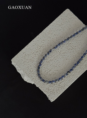 新中式复古蓝纹石钛钢项链轻奢设计感清冷显白度假风锁骨链女