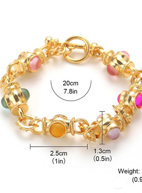 中古vintage超仙拼接彩色几何琉璃手链项链法式ins宫廷松石感