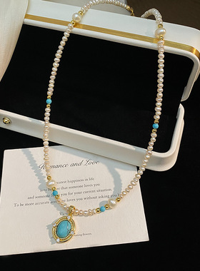 天然珍珠淡水无核小米珠项链女复古气质古风民族风锁骨链设计师