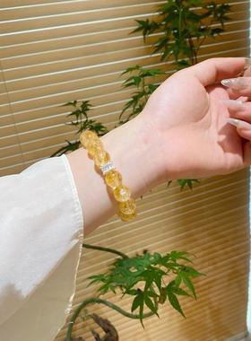 一夜暴富天然黄塔晶10mm手链正品巴西黄色水晶手工招财转运手串
