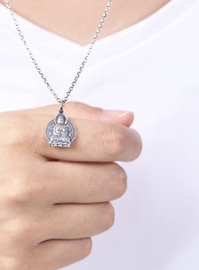 镜星辰 足银十二生肖吊坠复古工艺梵文文字小巧项链坠女款挂件
