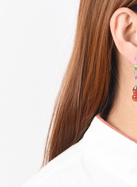 镜星辰 S925银吊坠 优雅时尚红玛瑙福豆女款开口戒指吊坠耳坠礼物