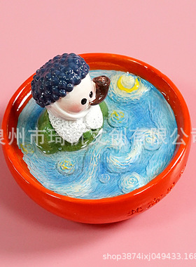 创意名画冰箱贴美食磁力贴装饰梵高咖啡蛋糕甜品豪华大卡食玩