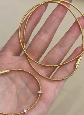S925银镀金意大利项链拉丝工艺简约毛衣链百搭网红ins项圈手链